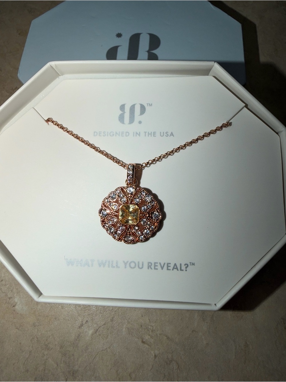 Bomb Party RETRO Necklace-A Mirrored Gaze Lemon on Rose Gold RBP4368